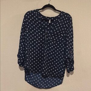 DNA Couture Blue Buttoned 3/4 Sleeve Blouse